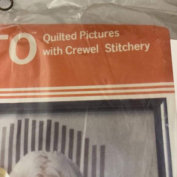 VINTAGE Belle Tra-Pun-To Quilted Pictures Kit W Crewel Stitchery 9"x12" Complete - Picture 3 of 7